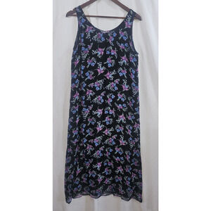 Robbie Bee 100% Silk Slip Dress Size 8 Dark Floral Fairy Grunge